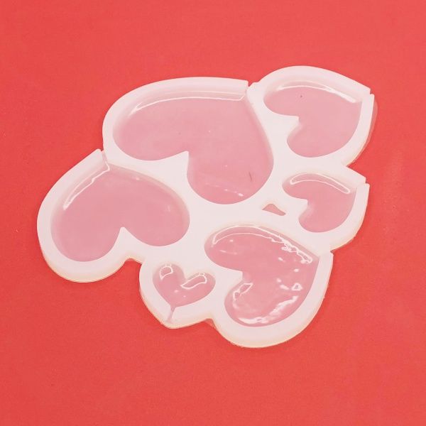 Силиконовая форма для карамели-шоколада-мастики 6 фигур - Сердце 35-75 мм Силиконовая форма для карамели-шоколада-мастики 6 фигур - Сердце 35-75 мм