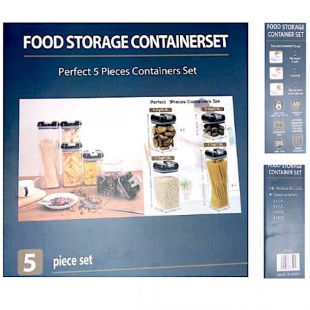 Набор 5 шт пластиковых герметичных контейнеров-баночек для хранения продуктов Набор 5 шт пластиковых герметичных контейнеров-баночек для хранения продуктов