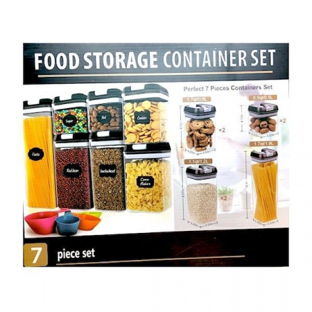 Набор 7 шт пластиковых герметичных контейнеров-баночек для хранения продуктов Набор 7 шт пластиковых герметичных контейнеров-баночек для хранения продуктов
