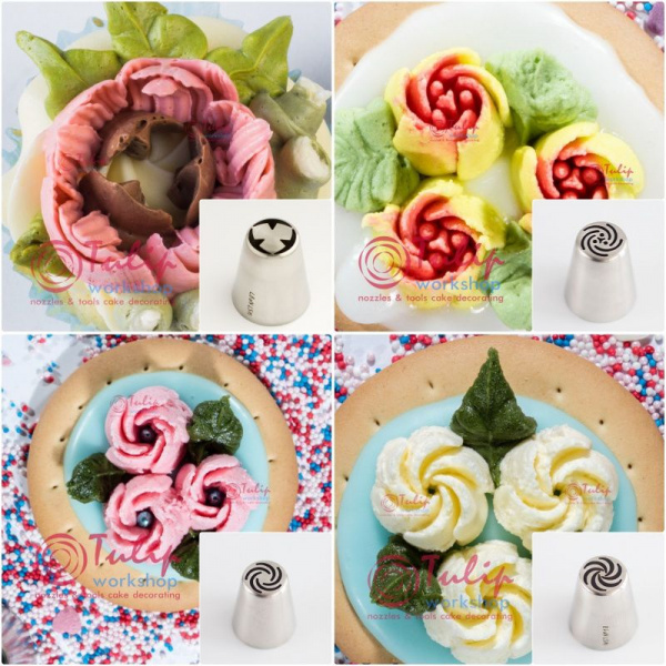 Набор 4 кондитерские насадки - бутон одним движением №№ 16,17,18,87 | L размер Набор 4 кондитерские насадки - бутон одним движением №№ 16,17,18,87 | L размер