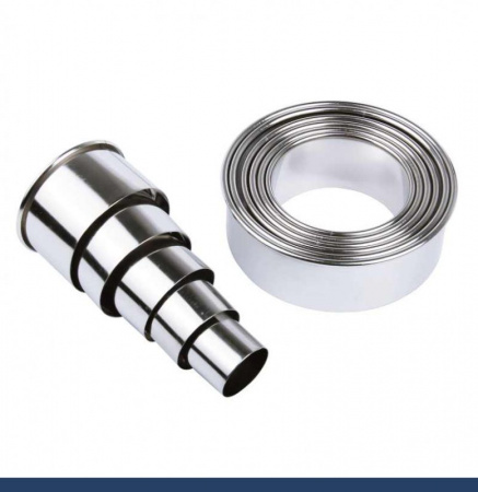 Вырубки Набор 11 шт Кольца ∅ 25-90 мм, h 30 мм, нержавеющая сталь, Tulip Вырубки Набор 11 шт Кольца ∅ 25-90 мм, h 30 мм, нержавеющая сталь, Tulip