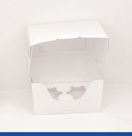 Коробка для 2-х капкейков 16•10•10 см Белая с Окном (сборная) | упак. 5-50 шт