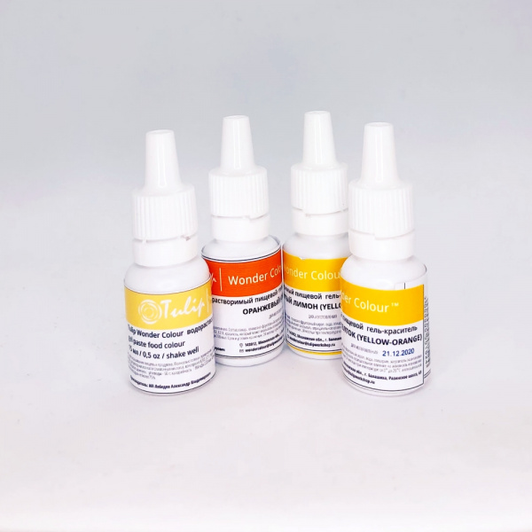 Краситель пищевой гелевый Tulip Wonder Colour | 15 мл. Жёлтая, Оранжевая палитра