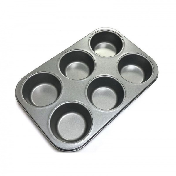 Форма для выпечки металлическая антипригарная | 6 кексов - Большая ячейка Форма для выпечки металлическая антипригарная | 6 кексов - Большая ячейка