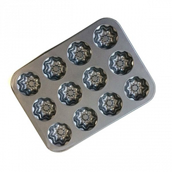 Форма для выпечки металлическая антипригарная | 12 кексов - Звёзды Форма для выпечки металлическая антипригарная | 12 кексов - Звёзды