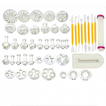 Большой набор для мастики: плунжеры, скалка, инструменты Большой набор для мастики: плунжеры, скалка, инструменты