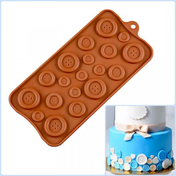 Форма для шоколада, мастики и проч. силиконовая | Пуговицы 19 фигур Форма для шоколада, мастики и проч. силиконовая | Пуговицы 19 фигур