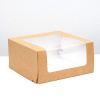 Коробка для торта с окном 18•18•7 см Чизкейк Крафт Коробка для торта с окном 18•18•7 см Чизкейк Крафт